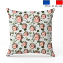 Choupisson fleurs et arrondis aquarelle vert kaki - Fond blanc