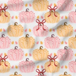 Citrouille beige et rose ruban - Fond blanc