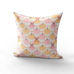 Citrouille beige et rose ruban - Fond blanc