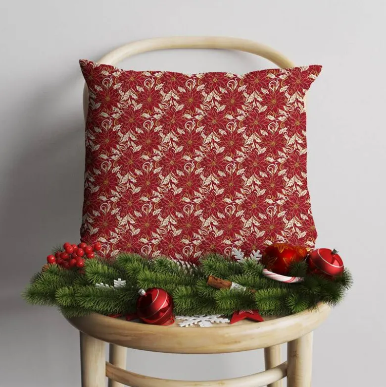 Éclat de poinsettia - Fond rouge
