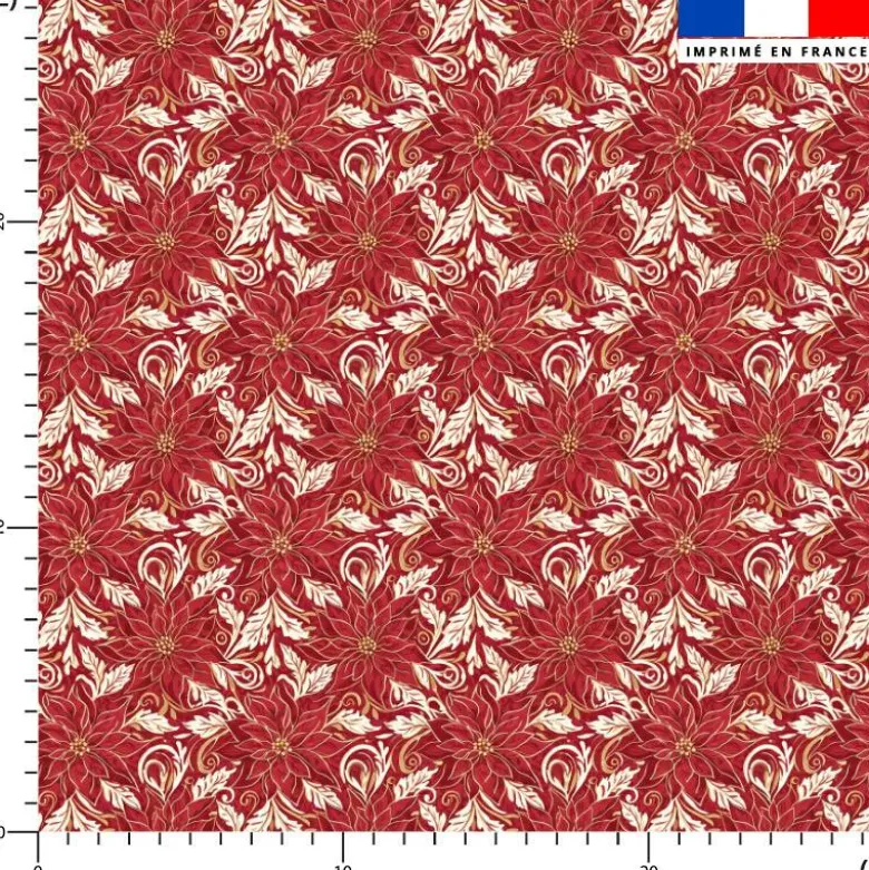 Éclat de poinsettia - Fond rouge