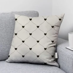 Coeur noir effet dentelle - Fond beige