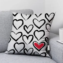 Coeur noir et rouge effet peinture - Fond blanc