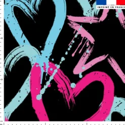 Coeur rose et étoile bleu - Fond noir