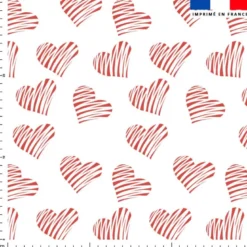 Coeur rouge hachuré - Fond blanc