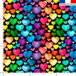 Coeurs arc-en-ciel effet aquarelle - Fond noir
