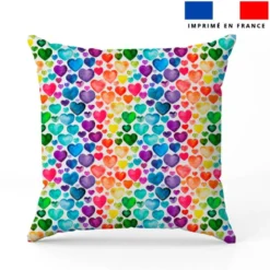 Coeurs arc-en-ciel effet aquarelle - Fond blanc