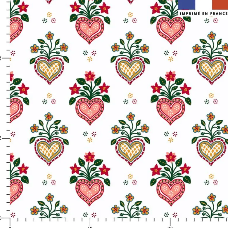 Coeurs colorés de Noël Alsacien - Fond blanc - Création Andréa Leonelli