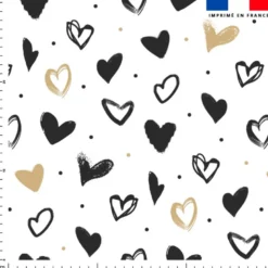 Coeurs noir et or - Fond blanc