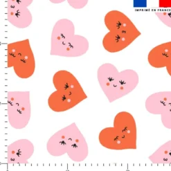 Coeurs roses et oranges - Fond blanc