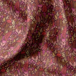 Coton aubergine motif fleurs printanières