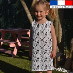 Coton blanc motif chiens à Paris - Création Jolifox