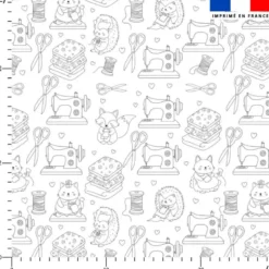 Coton à colorier motif animaux couture cosy