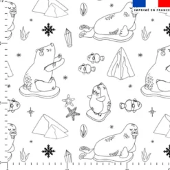 Coton à colorier motif animaux marins pôle nord ours et morse