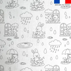Coton à colorier motif animaux sous la pluie cosy