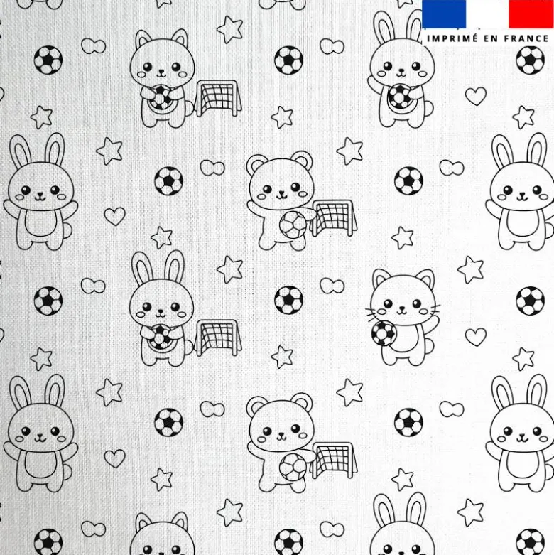 Coton à colorier motif animaux kawaii football cosy