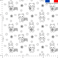 Coton à colorier motif animaux kawaii football cosy