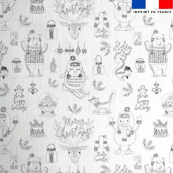 Coton à colorier motif animaux ambiance d'hiver Noël