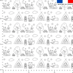 Coton à colorier motif animaux camping cosy