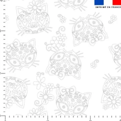 Coton à colorier motif chat crâne de sucre mexicain