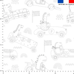 Coton à colorier motif dinosaure et voiture rétro