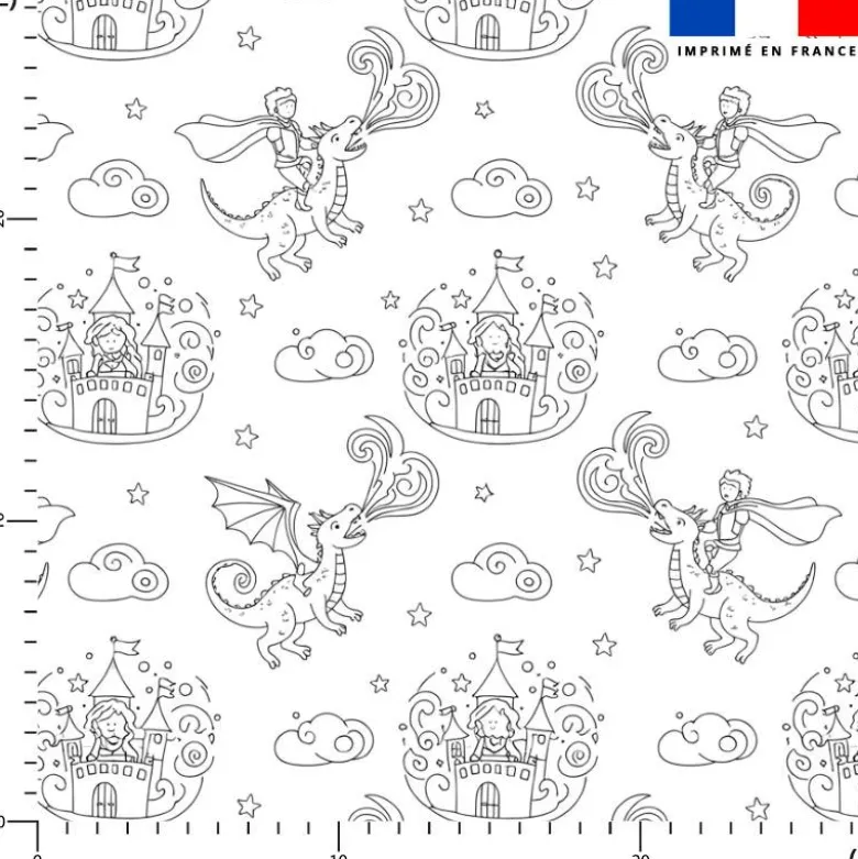 Coton à colorier motif dragon prince et princesse