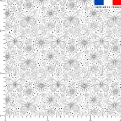 Coton à colorier motif papillon et fleurs
