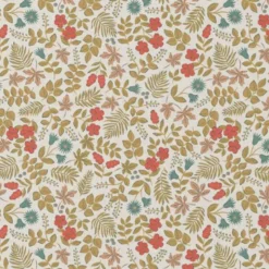 Coton enduit motif fleurs et feuilles
