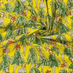 Coton jaune motif vahinés