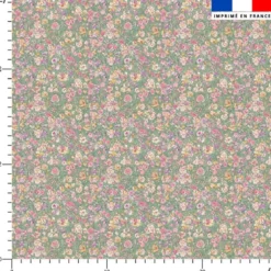Coton motif petites fleurs champêtres multicolores
