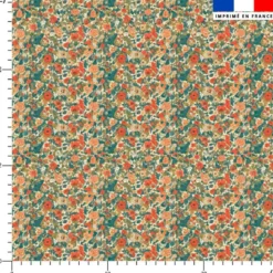 Coton motif petites fleurs rétro multicolores