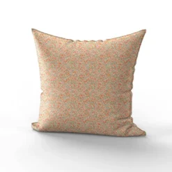 Coton motif petites fleurs rétro corail et vert doux