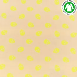 Coton naturel motif tête de mort jaune fluo