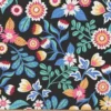 Coton noir motif fleurs multicolores