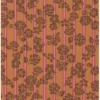 Coton ocre motif fleurs et rayures