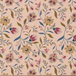 Coton pêche motif fleurs vintages beiges