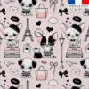 Coton rose motif chiens à Paris - Création Jolifox