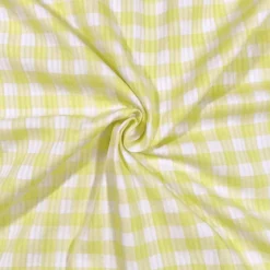 Coton seersucker carreaux jaune et blanc