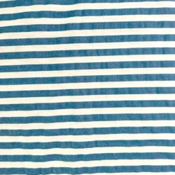 Coton seersucker rayé bleu jean et blanc cassé
