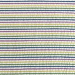 Coton seersucker à rayures bleu, vert, violet et jaune