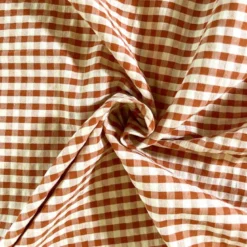 Coton seersucker vichy terracotta et écru
