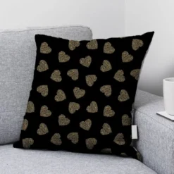 coupon - Coupon 100cm - Coeur léopard - Fond noir - Toile coton 230 gr/m² - 146 cm