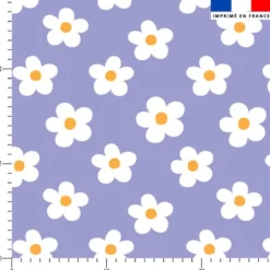 coupon - Coupon 200cm - Petites marguerites - Fond violet pastel - Éponge 320 gr/m² - 150 cm