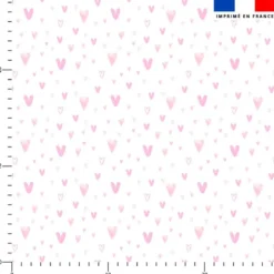 coupon - Coupon 200cm - Petits coeurs roses aquarelle - Fond blanc - Burlington 170 gr/m² - 146 cm