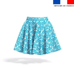 coupon - Coupon 100cm - Princesse des merveilles blanc - Fond bleu - Satin 110 gr/m² - 144 cm