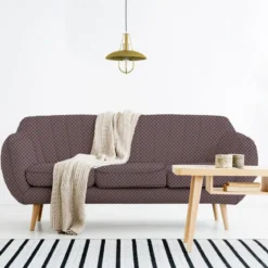 coupon - Coupon 100cm - Seventies géométrique - Fond aubergine - Tissu imperméable 300gr/m² - 150 cm