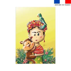 coupon - Coupon couverture imprimé frida - Création Stillistic - Minky blanc cassé 260gr/m² - Couverture : 140x147 cm