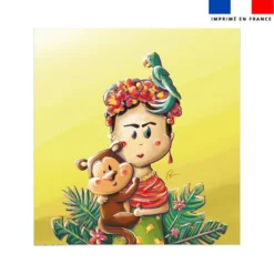 coupon - Coupon couverture imprimé frida - Création Stillistic - Minky blanc cassé 260gr/m² - Couverture : 140x147 cm