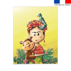 coupon - Coupon couverture imprimé frida - Création Stillistic - Minky blanc cassé 260gr/m² - Couverture : 140x147 cm
