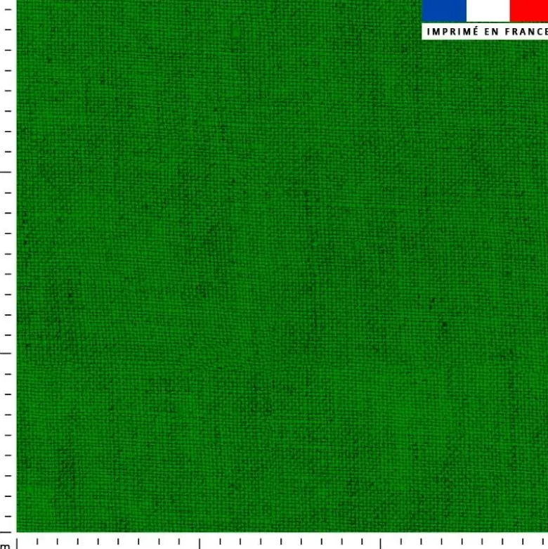 coupon - Coupon Défaut d'impression petites taches blanches 50cm - Chiné aspect lin - Fond vert prairie - Simili cuir 550 gr/m² - 130 cm